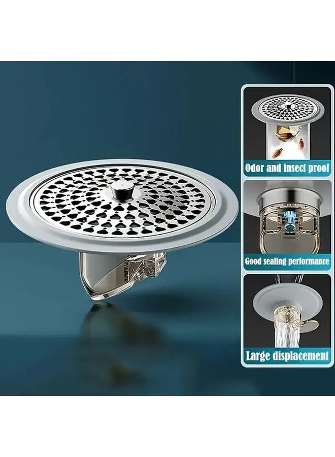 Stainless Steel Anti Odor Bathroom Floor Drain Core with Hair Catcher Filter Prevents Clogs - Image 1